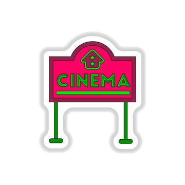 Vector illustration in paper sticker style cinema sign