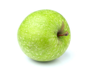 Golden delicious apple fruit horizontally isolated.
