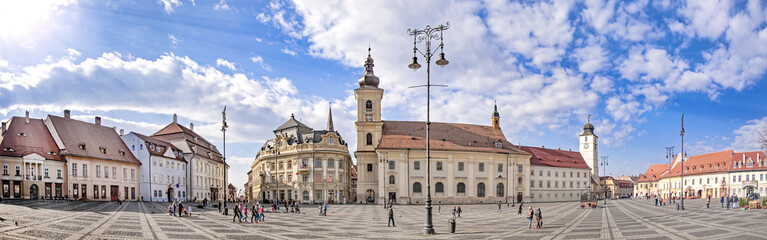 Sibiu,Transylvania, Romania, main square  - obrazy, fototapety, plakaty
