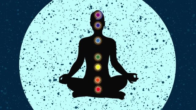 Meditating Silhouette With The Chakras - animation