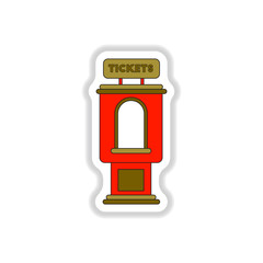 Vector illustration in paper sticker style cinema ticket booth