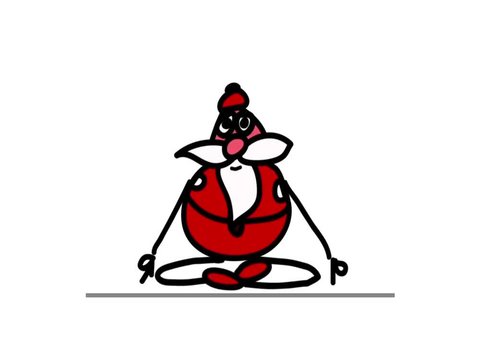 Yoga Santa doing pranayama - bhastrika pranayama, animation