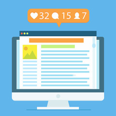 The workplace of a blogger, or a working seo. Computer and alerts on the phone and messages on the phone. Work on the statistics of the blog