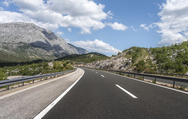 High-speed country road among the mountains.