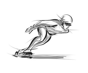 Obraz na płótnie Canvas Vector line sketch skater
