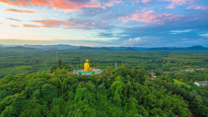 Golden big Buddha beside hight way