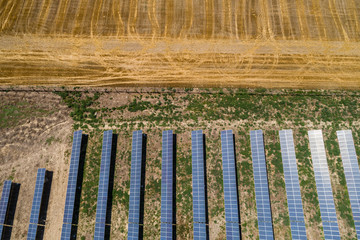 Aerial view to solar power plant