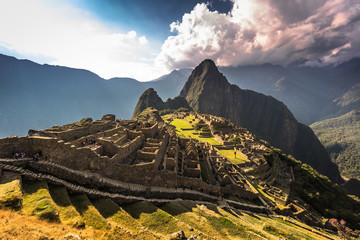 Machu Picchu, Peru - August 03, 2017: Panorama of Machu Picchu, Peru