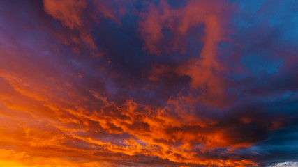 Panoramic view of apocalypse sky over city. Unbelievable nature landscape. Fantastic and outlandish...