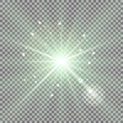 Glowing light with sparks, green color