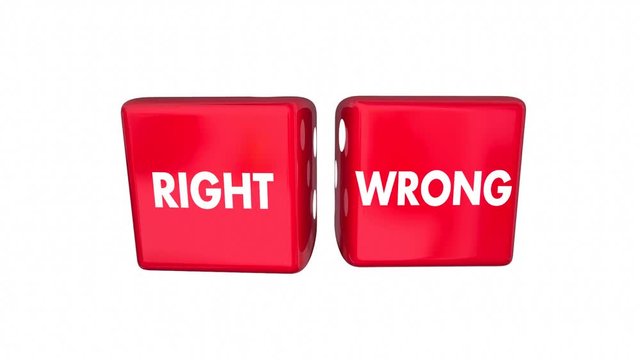 Right Vs Wrong Rolling Dice True False Correct Incorrect 3d Animation