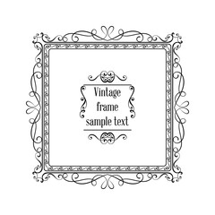 Vintage ornamental greeting card vector template with frame and flourishes. Retro luxury invitation, banner or certificate.