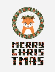 Avatar cute Fox with a Christmas wreath