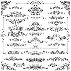 Collection of vintage calligraphic flourishes, curls and swirls decoration for greeting cards,books or dividers.