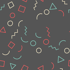Seamless memphis pattern 80's-90's styles. Trendy memphis style. Vector repeating texture.