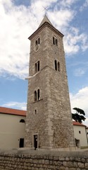 Fototapeta na wymiar Croatie Nin Clocher de l'église de la paroisse de Saint-Anselme Church of St Anselm Crkva svetog Anselma