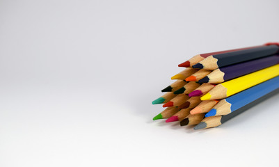 Colorful pencils in a macro composition