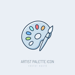 Artist palette icon vector illustration in monoline style