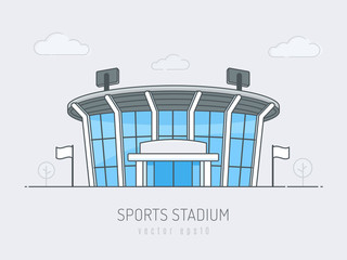 Sports stadium building vector illustration in mono line style