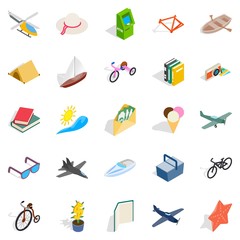 Amazing toy icons set, isometric style