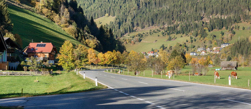 Alpine Village Hinterkoflach In The Municipality Of Reichenau, Feldkirchen District, State Of Carinthia, Austria.