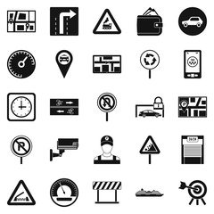Traffic icons set, simple style