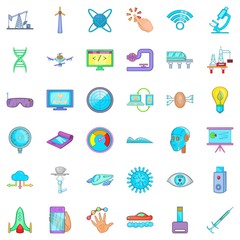 Observatory icons set, cartoon style