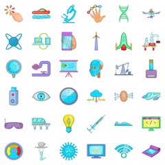 Space icons set, cartoon style