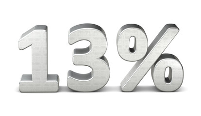 13 prozent symbol 3d silver struktur