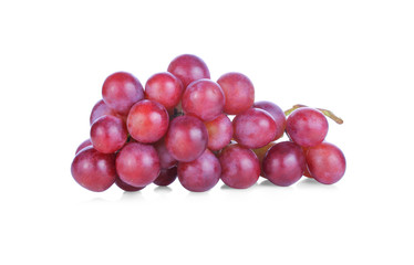 Ripe red grapes isolated on white background
