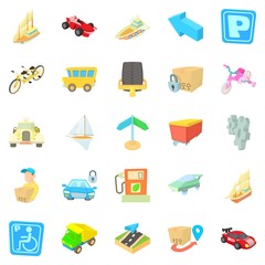 Fast driving icons set, isometric style