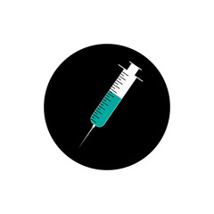 syringe medicine round icon vector