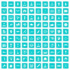 100 victory icons set grunge blue