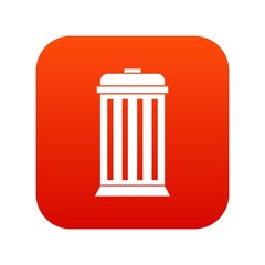 Trash can icon digital red