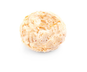 Scoop of caramel ice cream, isolated on white