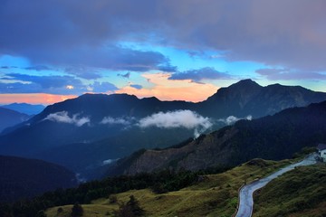 Mountains and clouds,Hehuan Mountain,Taiwan.Photo taken on:June 29,2017,Check-in: Songxue House.