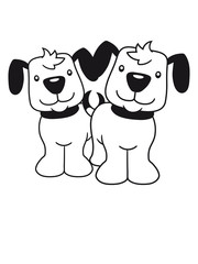 2 freunde team paar brüder schwanz wedeln hund welpe süß niedlich halsband haustier comic cartoon
