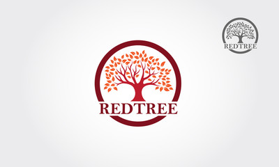 Beautiful red tree design. Logo vector illustration