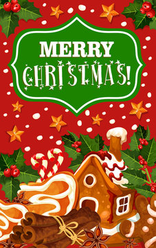Christmas cookie greeting card of New Year dessert