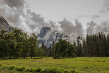 Half Dome Among Clouds, Cook's Meadow, Yosemite National Park