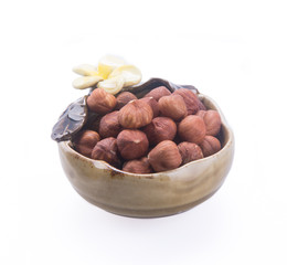 nuts. hazelnuts on the background