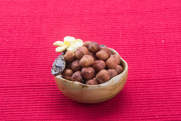 nuts. hazelnuts on the background