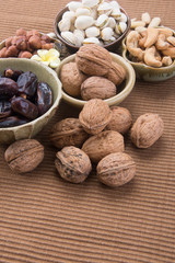 nuts. mixed nuts on the background