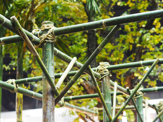 tied rope circle on the bamboo pole.