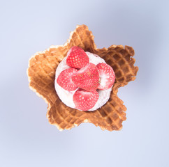 ice cream scoop or Strawberry sundae ice cream on background.