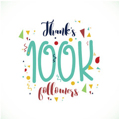 Thanks 100k Followers Logo Vector Template Design