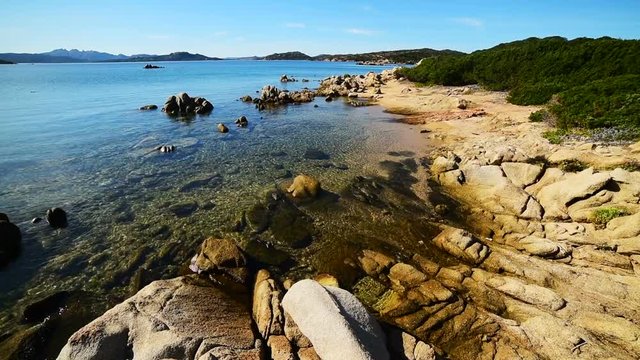 Rocks and sand in Caprera island, Italy
