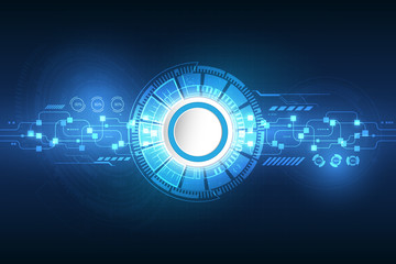 Vector futuristic technology, gear wheel on circuit board.