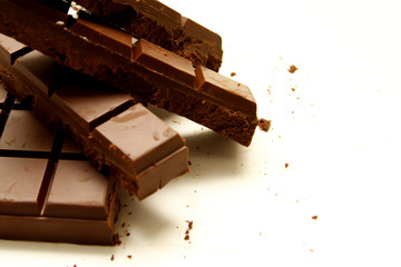 Chocolate bar background / chocolate bar made of dark chocolate, milk chocolate, and white chocolate