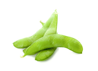Green soybeans isolated on white background